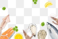 Fresh seafood png border frame, transparent background