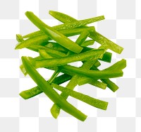 Png sliced green bell peppers, transparent background