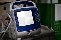 Airworthy defibrillator png screen mockup, medical equipment, transparent design