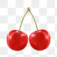 Red cherries png, transparent background