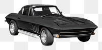 Png black vintage fast car, isolated object , transparent background