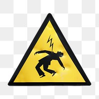 Png high voltage warning sign, isolated object, transparent background