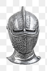 Png metal knight helmet, isolated object, transparent background