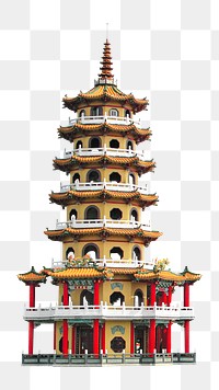 Png Dragon and Tiger pagodas in Taiwan, transparent background