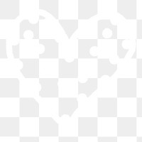PNG White polka dot heart element, transparent background