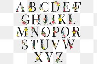 PNG floral alphabet set, transparent background