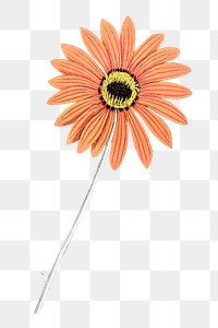 Orange gerbera png vintage flower, transparent background