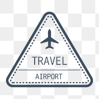 PNG triangle airport travel badge, transparent background