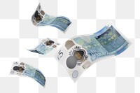 Png 5 British pounds bank notes, transparent background