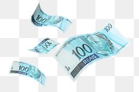 PNG Brazil 100 real bank notes, transparent background