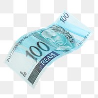 PNG Brazil 100 real bank note, transparent background