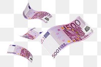 Png 500 Euros bank notes, transparent background