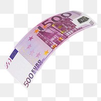 Png 500 Euros bank note, transparent background