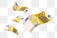 Png 200 Euros bank notes, transparent background