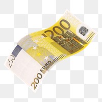 Png 200 Euros bank note, transparent background