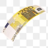 Png 200 Euros bank note, transparent background