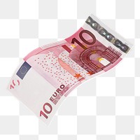 Png 10 Euros bank note, transparent background