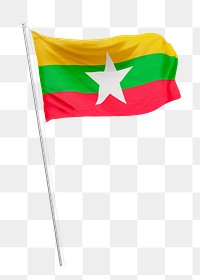 Png flag of Myanmar collage element, transparent background