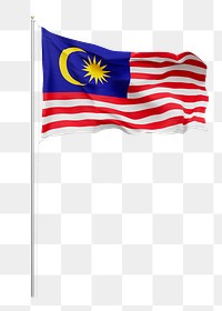 Png flag of Malaysia collage element, transparent background