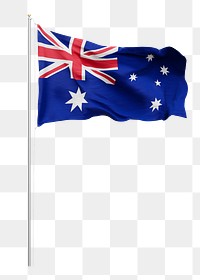 Png Australian flag on pole, transparent background