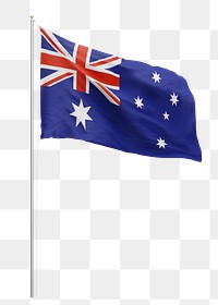 Png Australian flag on pole, transparent background