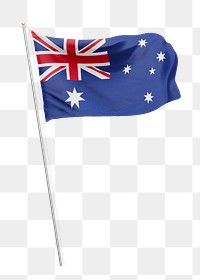 Png Australia flag on pole, transparent background