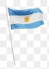 Png flag of Argentina on pole, transparent background