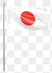 Png Japanese flag on pole, transparent background