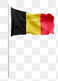 Png Belgian flag on pole, transparent background