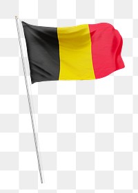 Png Belgian flag on pole, transparent background