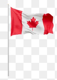 Png Canadian flag on pole, transparent background