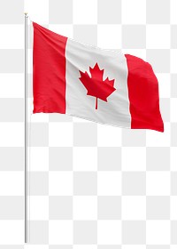 Png Canadian flag on pole, transparent background