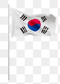 Png flag of South Korea collage element, transparent background