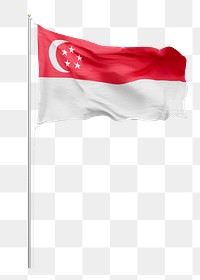 Png flag of Singapore collage element, transparent background