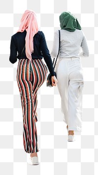 Png modern Islamic women strolling, transparent background