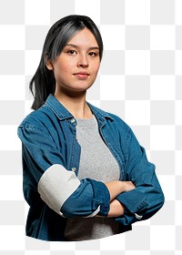 Png confident young woman volunteer, transparent background