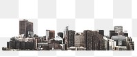 Png monochrome city landscape, transparent background