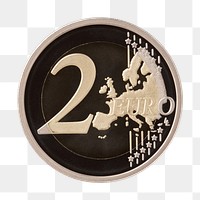 Png 2 Euros coin, transparent background