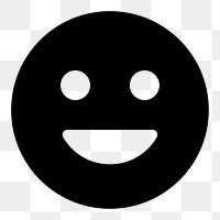 Png black smiling face icon collage element, transparent background