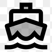 Png grey boat  icon collage element, transparent background