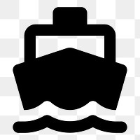 Png black boat  icon collage element, transparent background