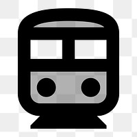 Png grey train  icon collage element, transparent background