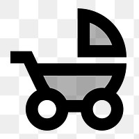 Png baby stroller  icon collage element, transparent background