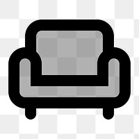 Png grey sofa  icon collage element, transparent background