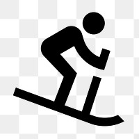 PNG downhill skiing flat icon, transparent background