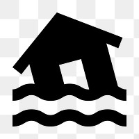 PNG flooded house flat icon, transparent background