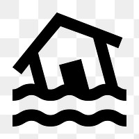 PNG flooded house flat icon, transparent background