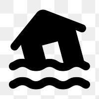 PNG flooded house flat icon, transparent background