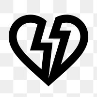 PNG broken heart flat icon, transparent background