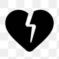 PNG broken heart flat icon, transparent background